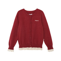 Vauva FW23 - Girls Lace Cotton Cashmere Cardigan (Red) 150 cm