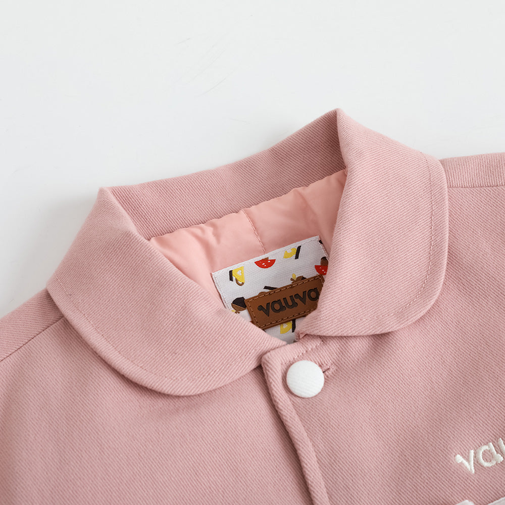 VAUVA Vauva FW23 - Girls Embroidered Logo Quilted Coat (Pink) Coat & Jacket