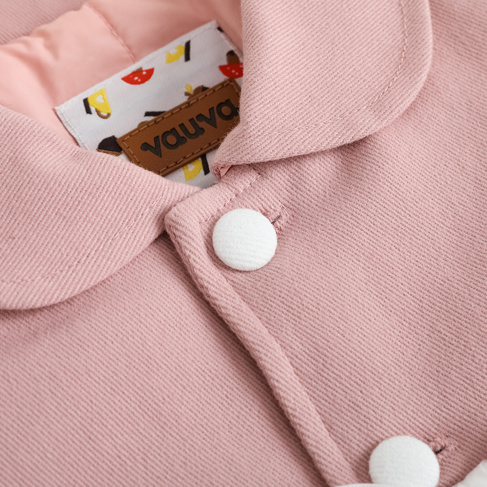 VAUVA Vauva FW23 - Girls Embroidered Logo Quilted Coat (Pink) Coat & Jacket