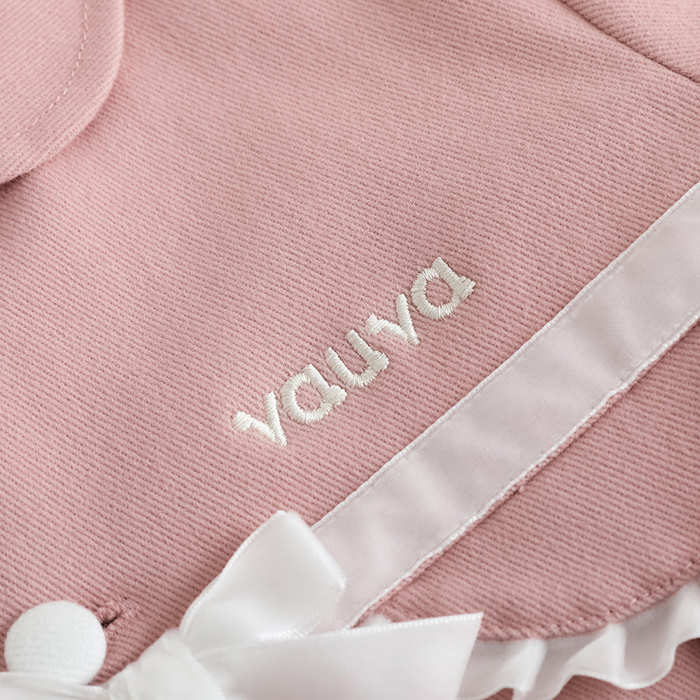 VAUVA Vauva FW23 - Girls Embroidered Logo Quilted Coat (Pink) Coat & Jacket