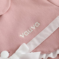 Vauva FW23 - Girls Embroidered Logo Quilted Coat (Pink)-product image close up