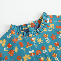Vauva FW23 - Girls Fungus Collar Printed Dress (Green)-product image close up