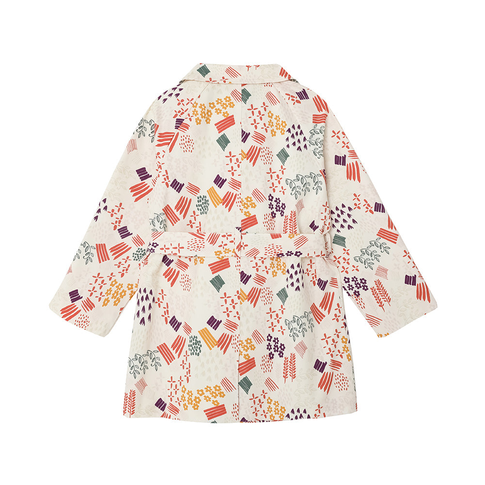 VAUVA Vauva FW23 - Girls Printed Waist Strapped Windbreaker Jacket (White) Coat & Jacket