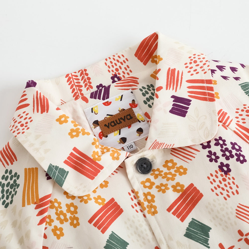 VAUVA Vauva FW23 - Girls Printed Waist Strapped Windbreaker Jacket (White) Coat & Jacket