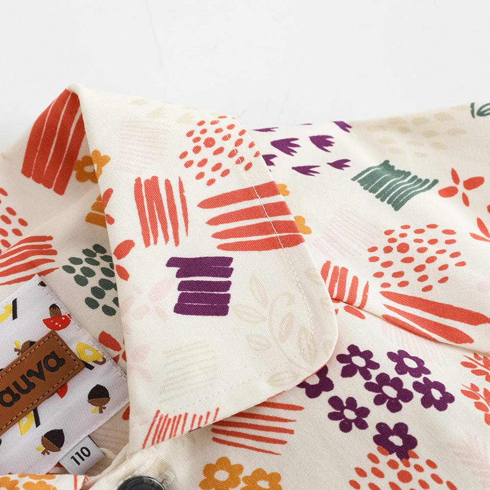 VAUVA Vauva FW23 - Girls Printed Waist Strapped Windbreaker Jacket (White) Coat & Jacket