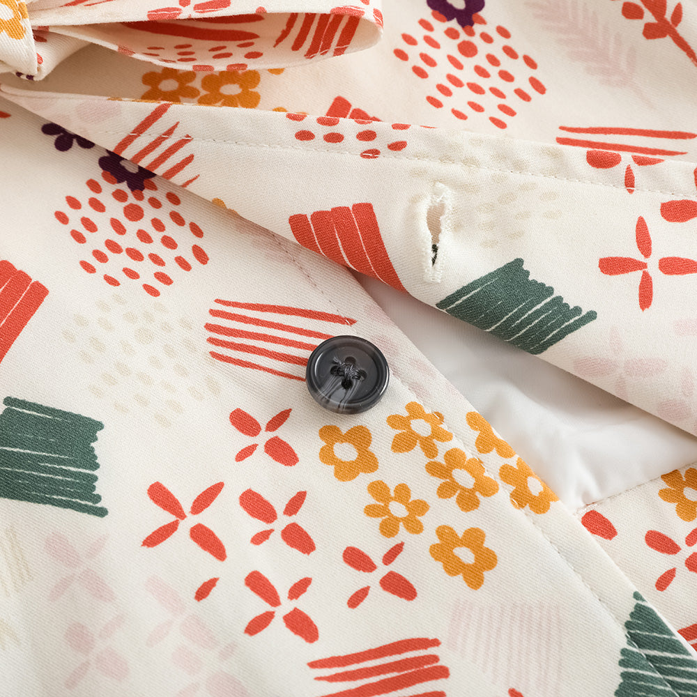 VAUVA Vauva FW23 - Girls Printed Waist Strapped Windbreaker Jacket (White) Coat & Jacket