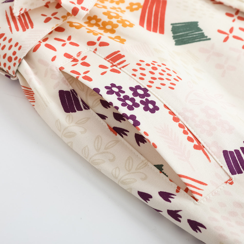 VAUVA Vauva FW23 - Girls Printed Waist Strapped Windbreaker Jacket (White) Coat & Jacket