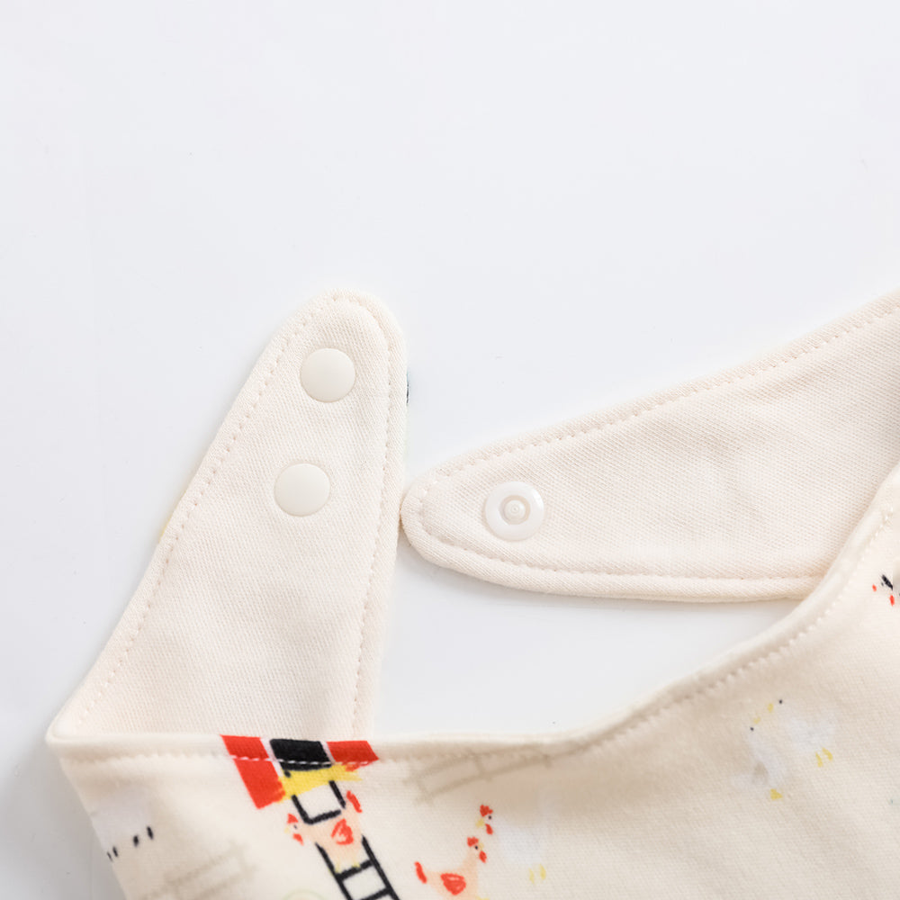 Vauva FW23 - Baby Nordic Style All Over Print Cotton Bib (White) - My Little Korner