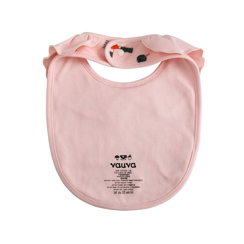 Vauva FW23 - Baby Girls Pinwheel All Over Print Ruffle Cotton Bib (Pink) - My Little Korner