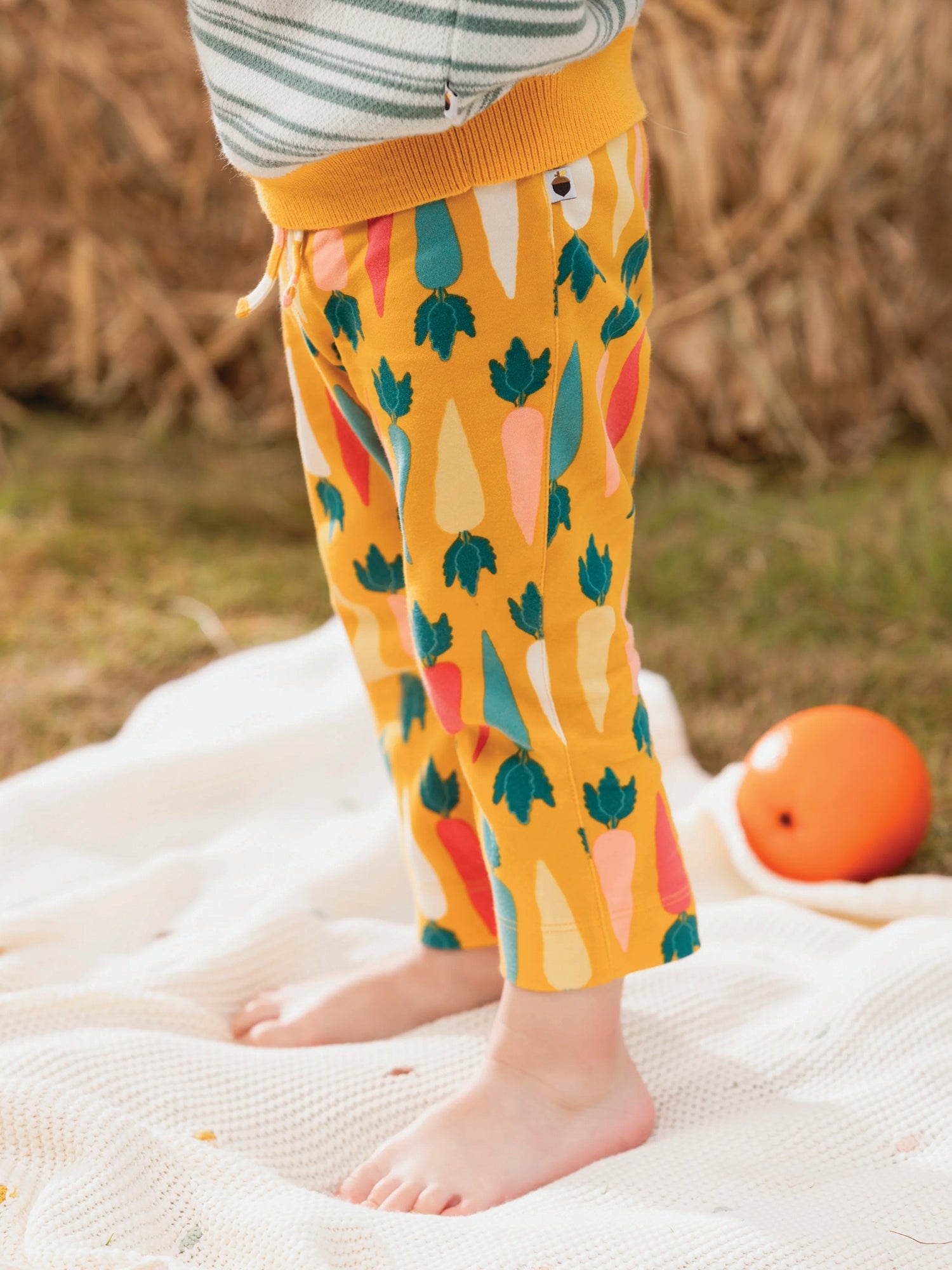 VAUVA Vauva FW23 - Baby Boy Carrot All Over Print Cotton Pants (Yellow) Pants