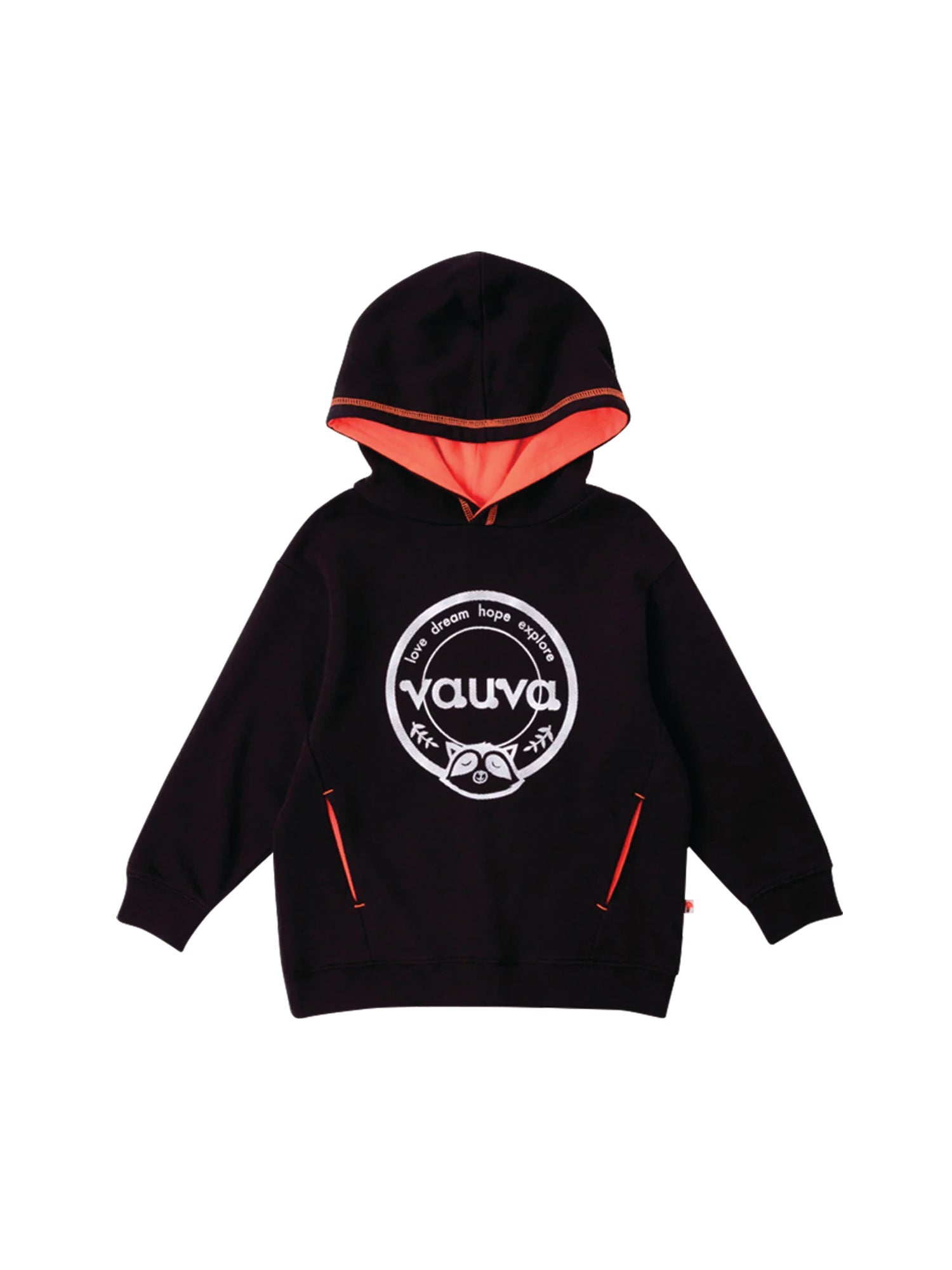 VAUVA Vauva Boys Raccoon Love Dream Hope Explore Hoodie - Black Hoodies