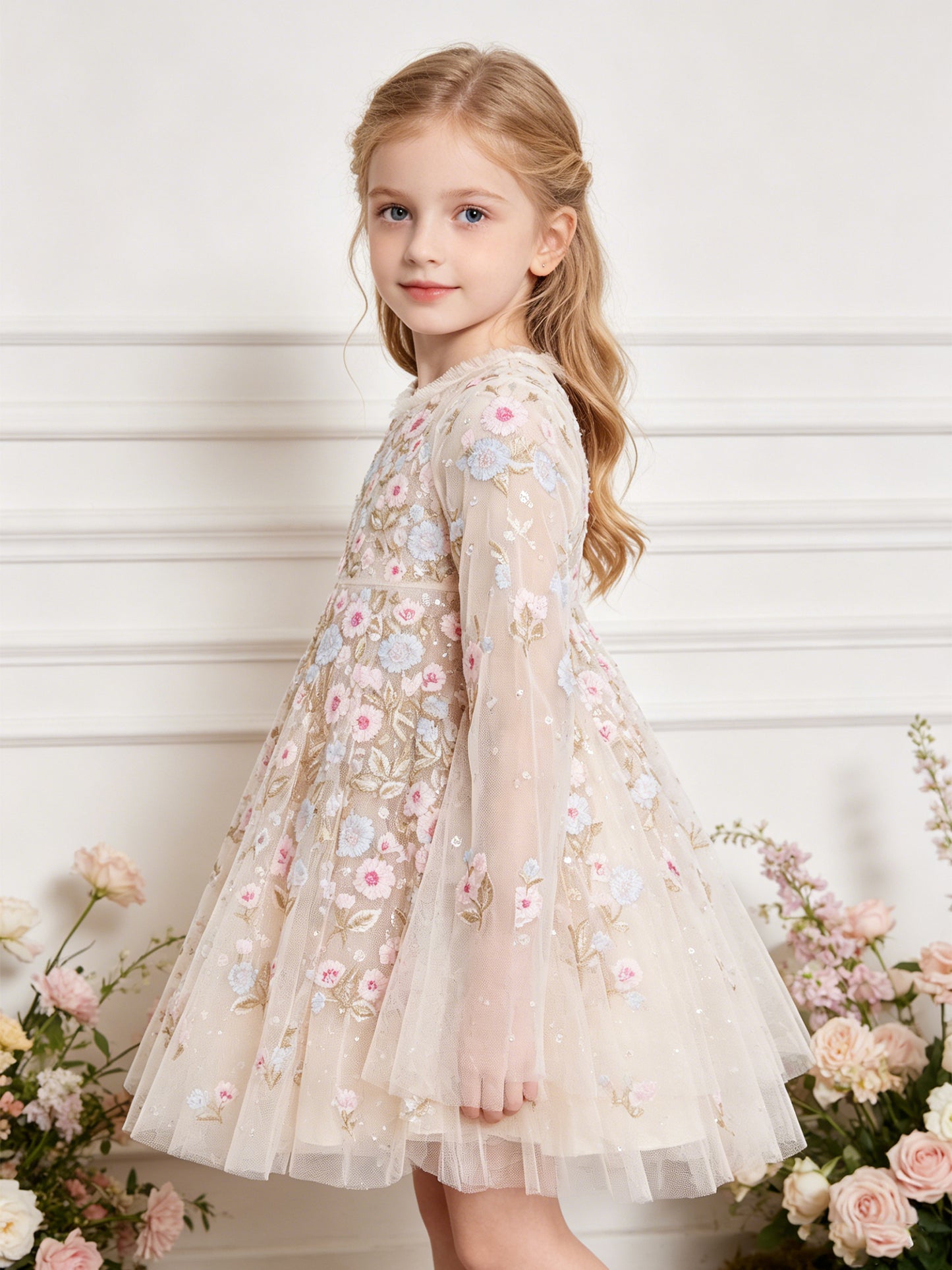 Ethereal Blooms Cape Kids Dress