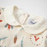 Vauva FW23 - Baby Girls Happy Farm Doll Collar Dress (White) - My Little Korner