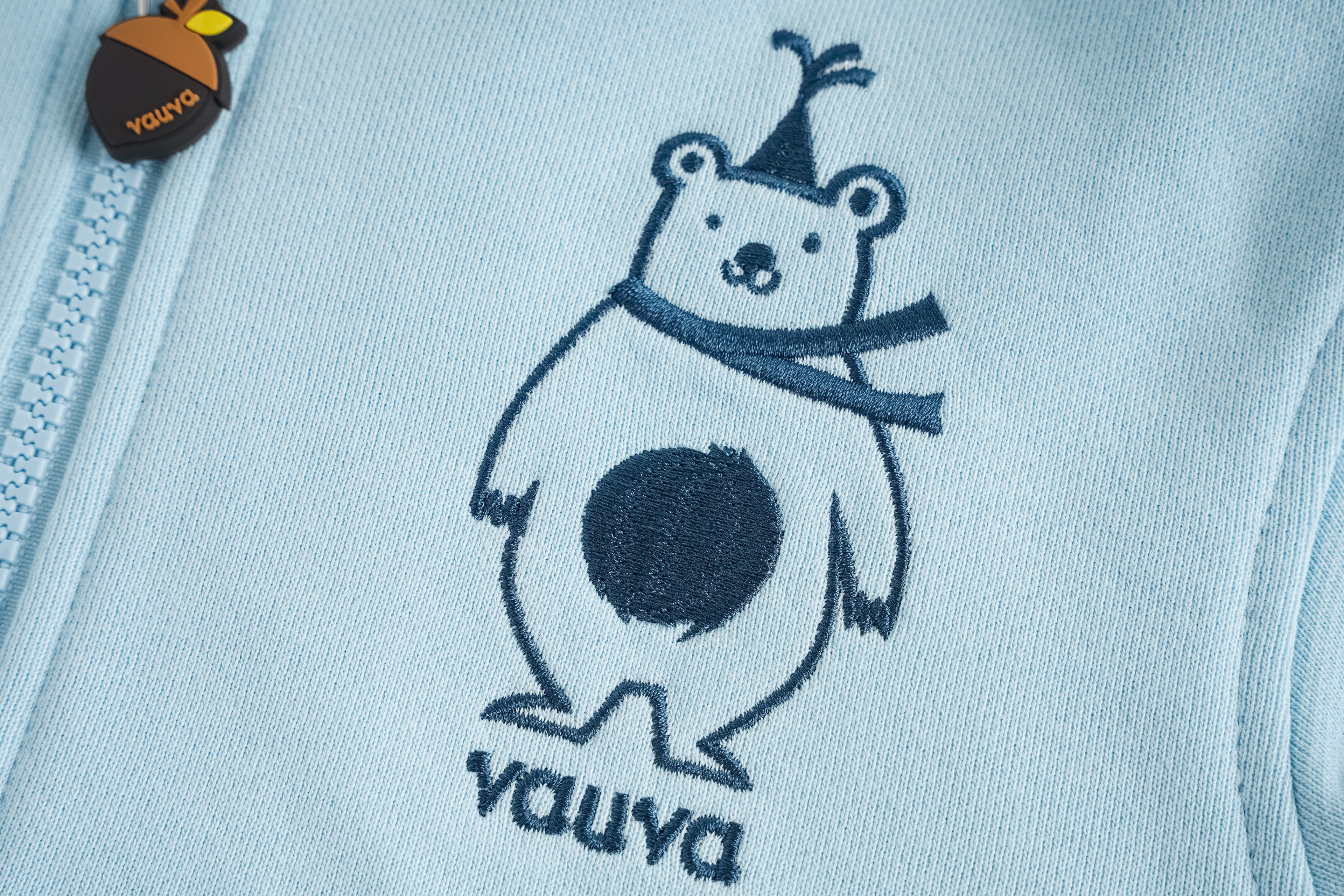 Bear-Embroidered Hooded Jacket