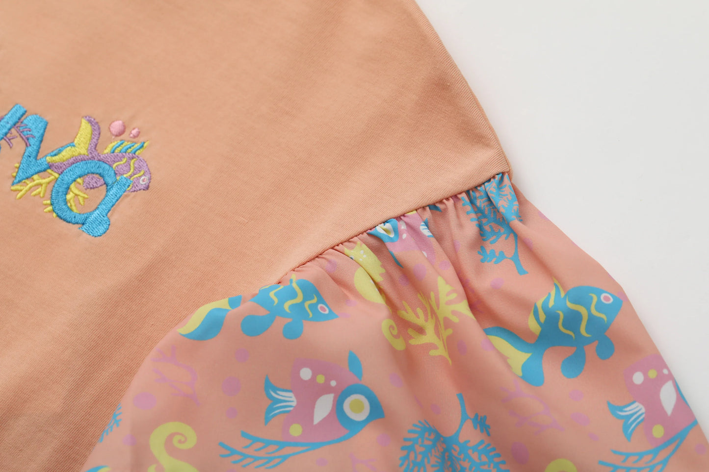 VAUVA Vauva SS24 - Toddler Girl Vauva Logo Embroidered Short Sleeve T-Shirt Top - Apricot Tops