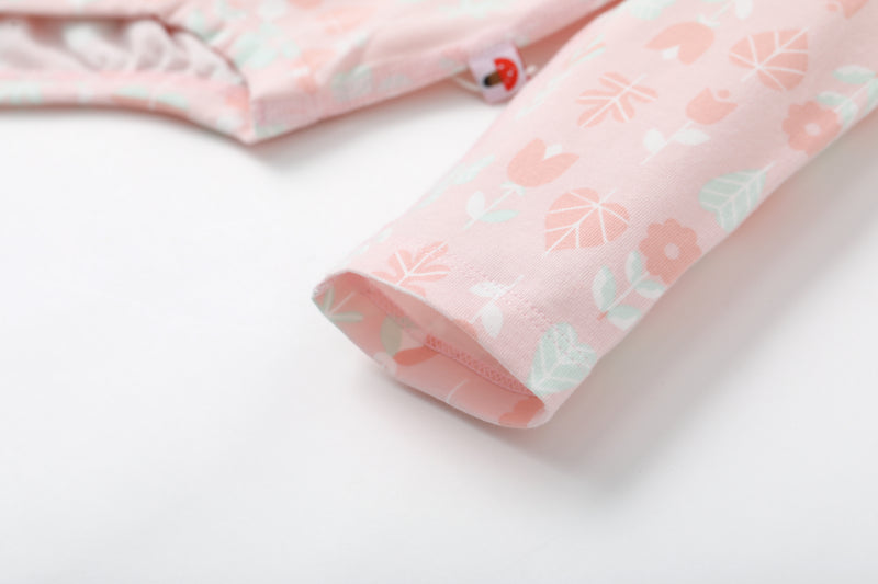 Vauva BBNS - Organic Lotus Collar Floral Cotton Bodysuits (2-pack)