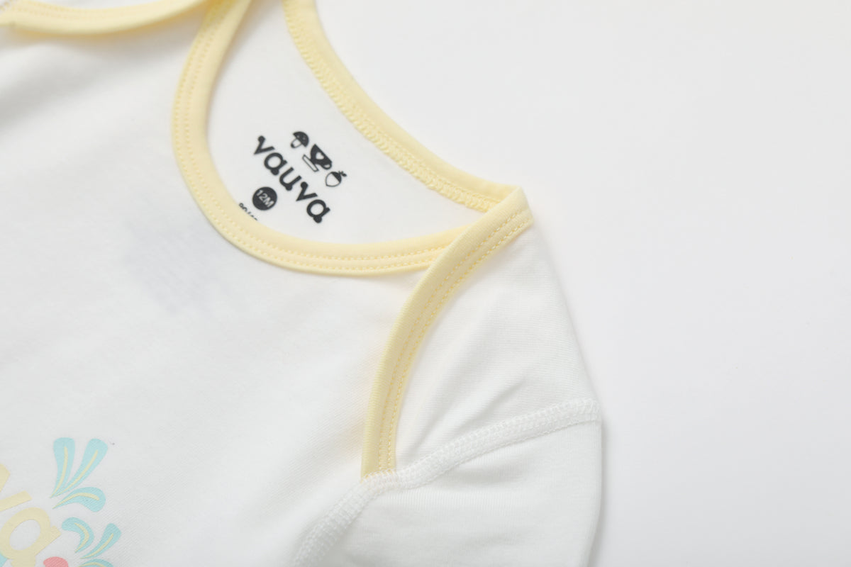 Vauva BBNS - Organic Cotton White/Light Yellow Bodysuits (2-pack)