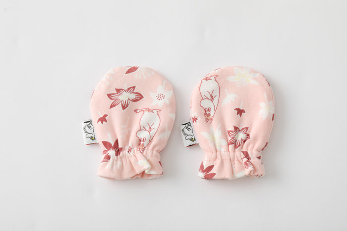 Vauva x Moomin FW23 - Baby Girls Moomin All Over Print Cotton Mittens (Pink) product image 2
