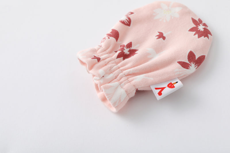 Vauva x Moomin FW23 - Baby Girls Moomin All Over Print Cotton Mittens (Pink)