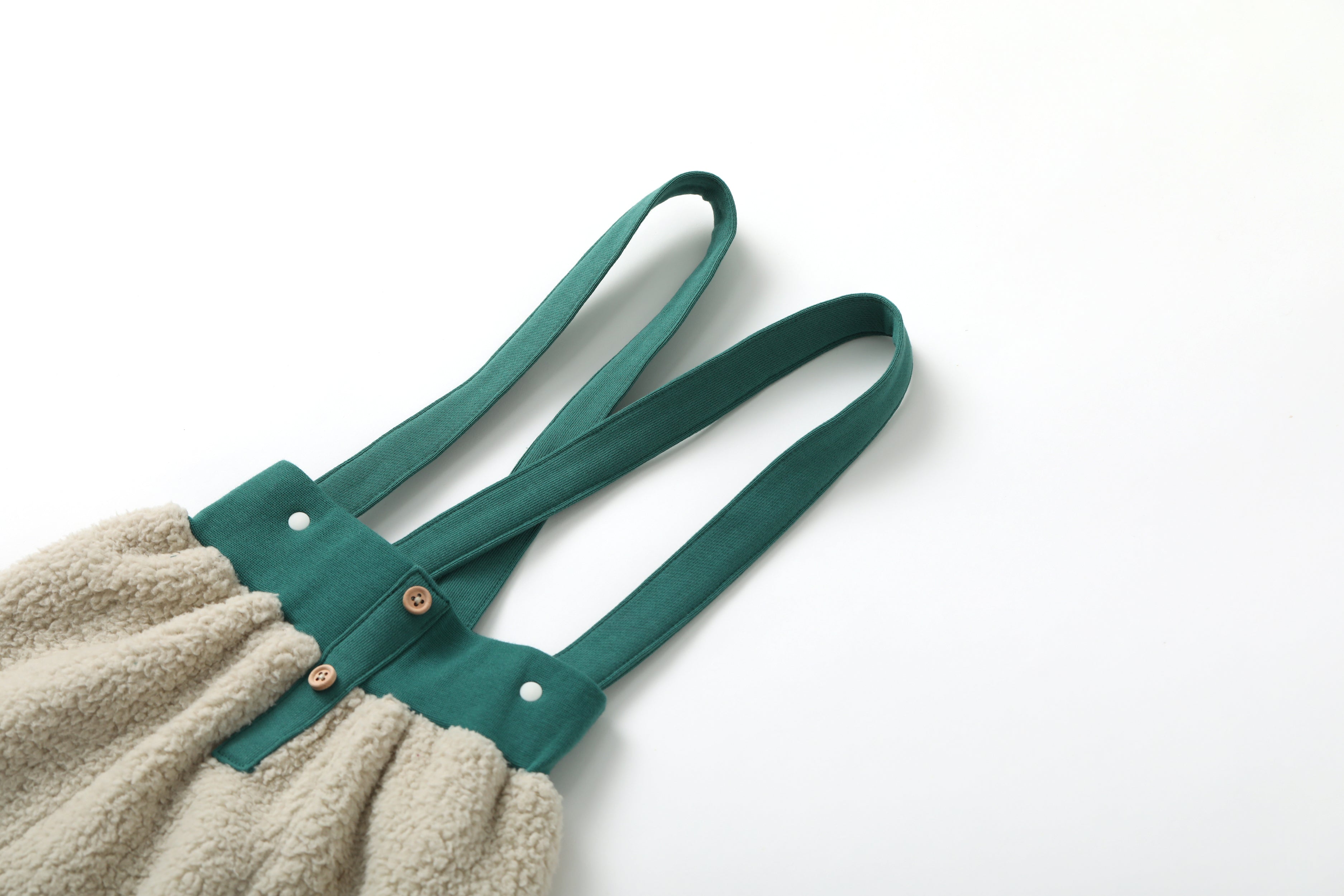 Bear-Embroidered Teddy Suspender Pants