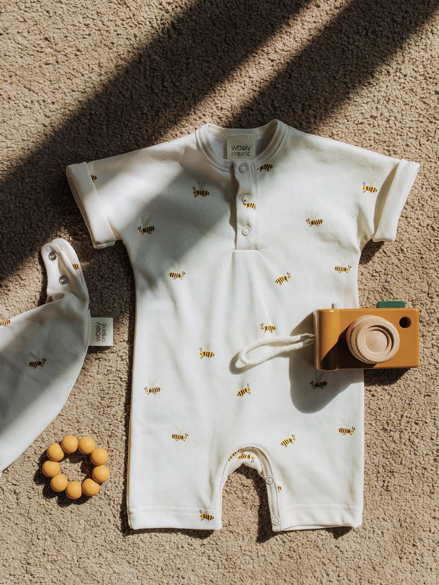 Baby Bee Print Short‑Leg Romper