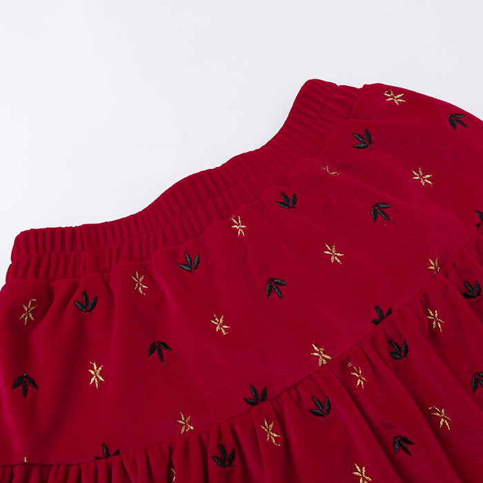 Vauva FW23 - Girls Knitted Corduroy Skirt (Red)