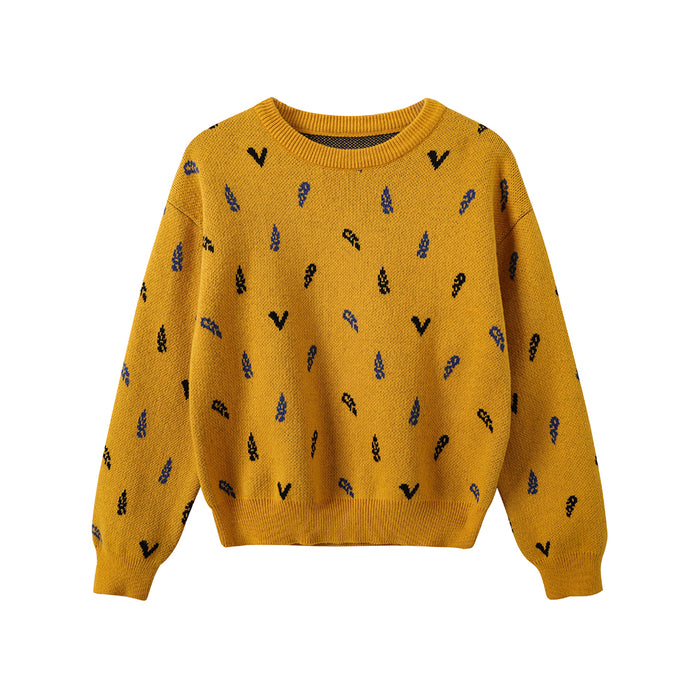 Vauva FW23 - Boys Embroidered Cotton Pullover (Yellow) 150 cm