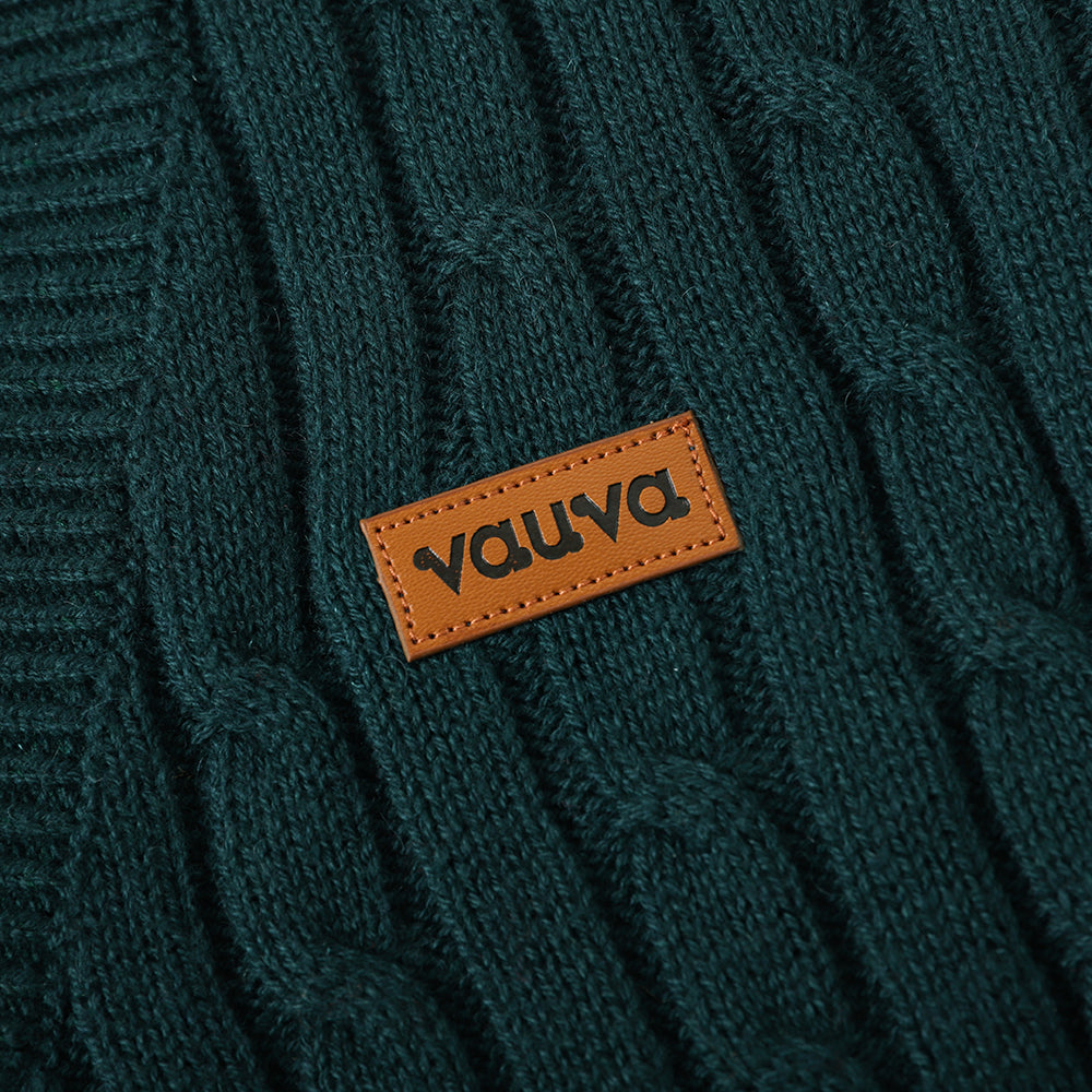 VAUVA Vauva FW23 - Boys Braided Long Sleeve Knit Jacket (Green) Coat & Jacket