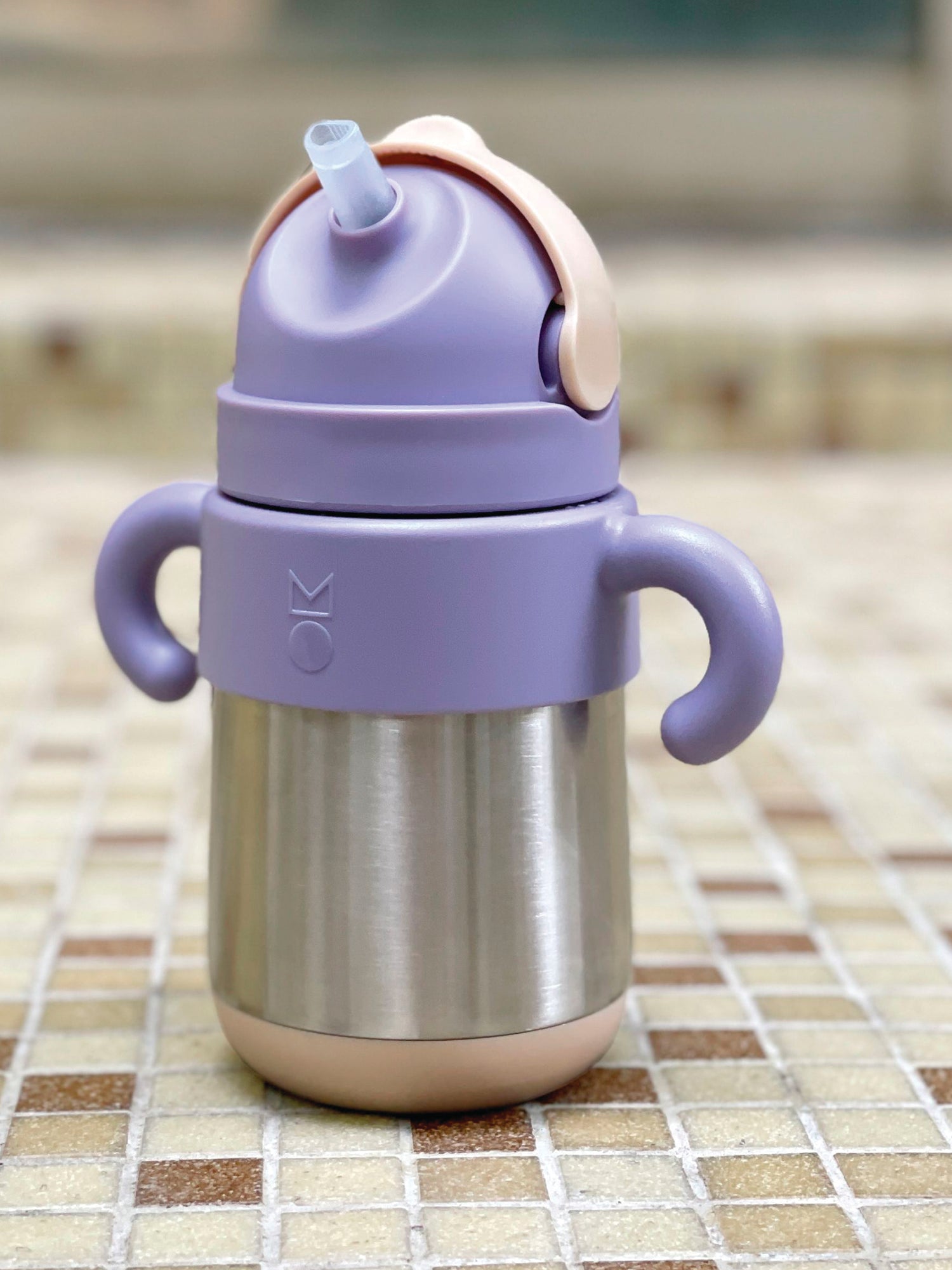 Matt Thermal Straw Bottle - Purple + Milk Tea