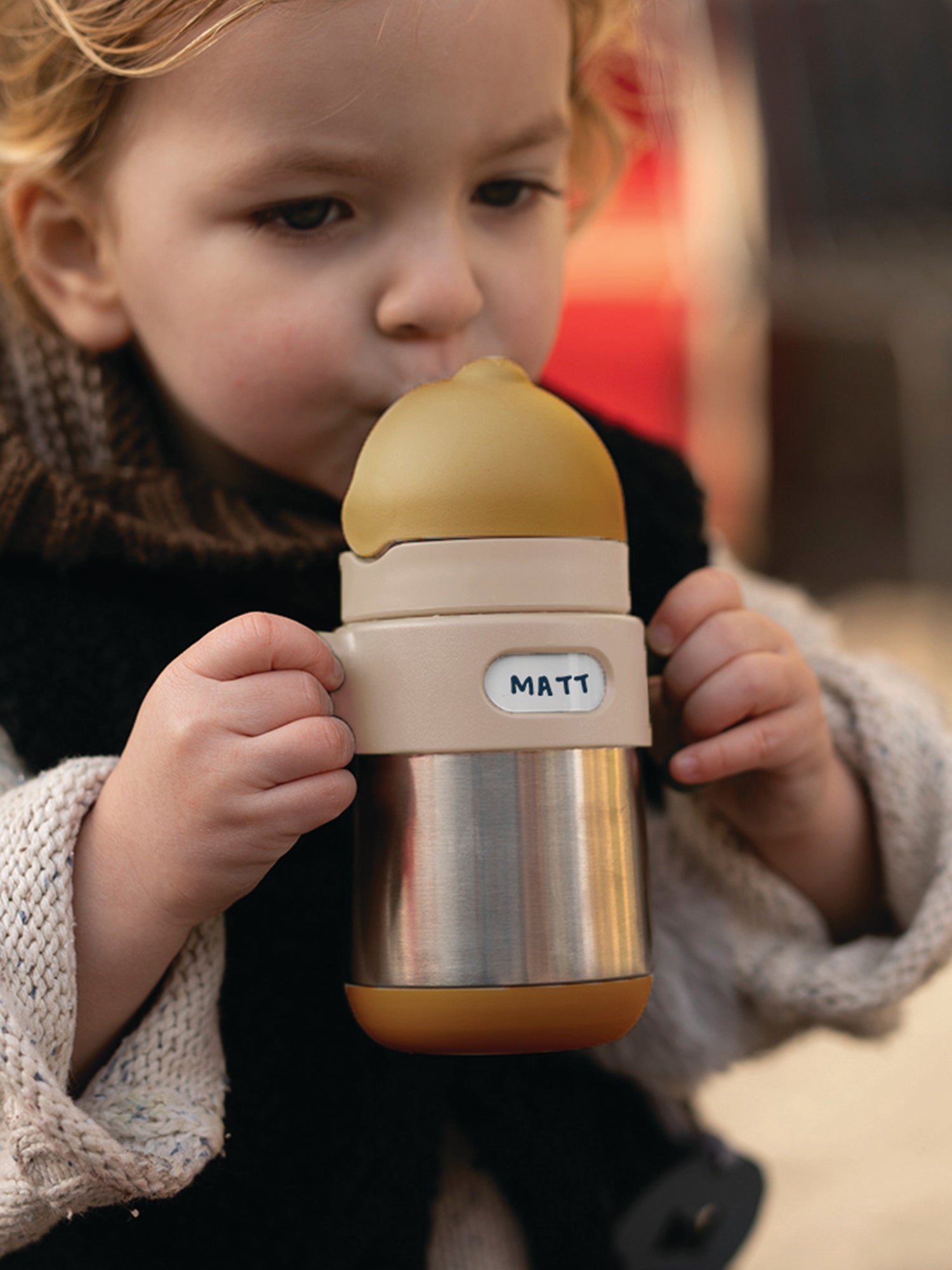 Matt Thermal Straw Bottle - Caramel + Milk Tea