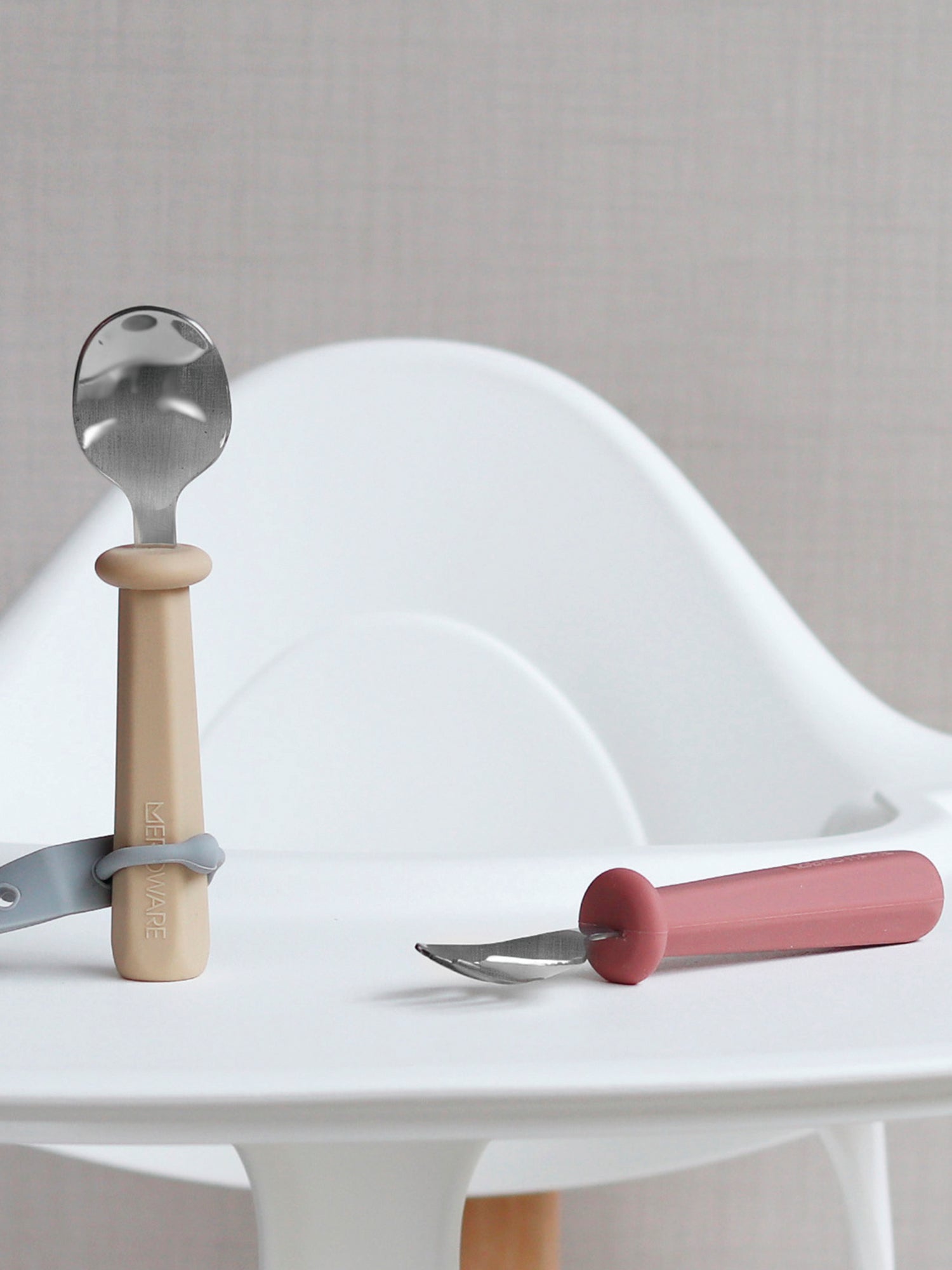 Nana Spoon And Fork Set- Milk Tea + Dusty Rose