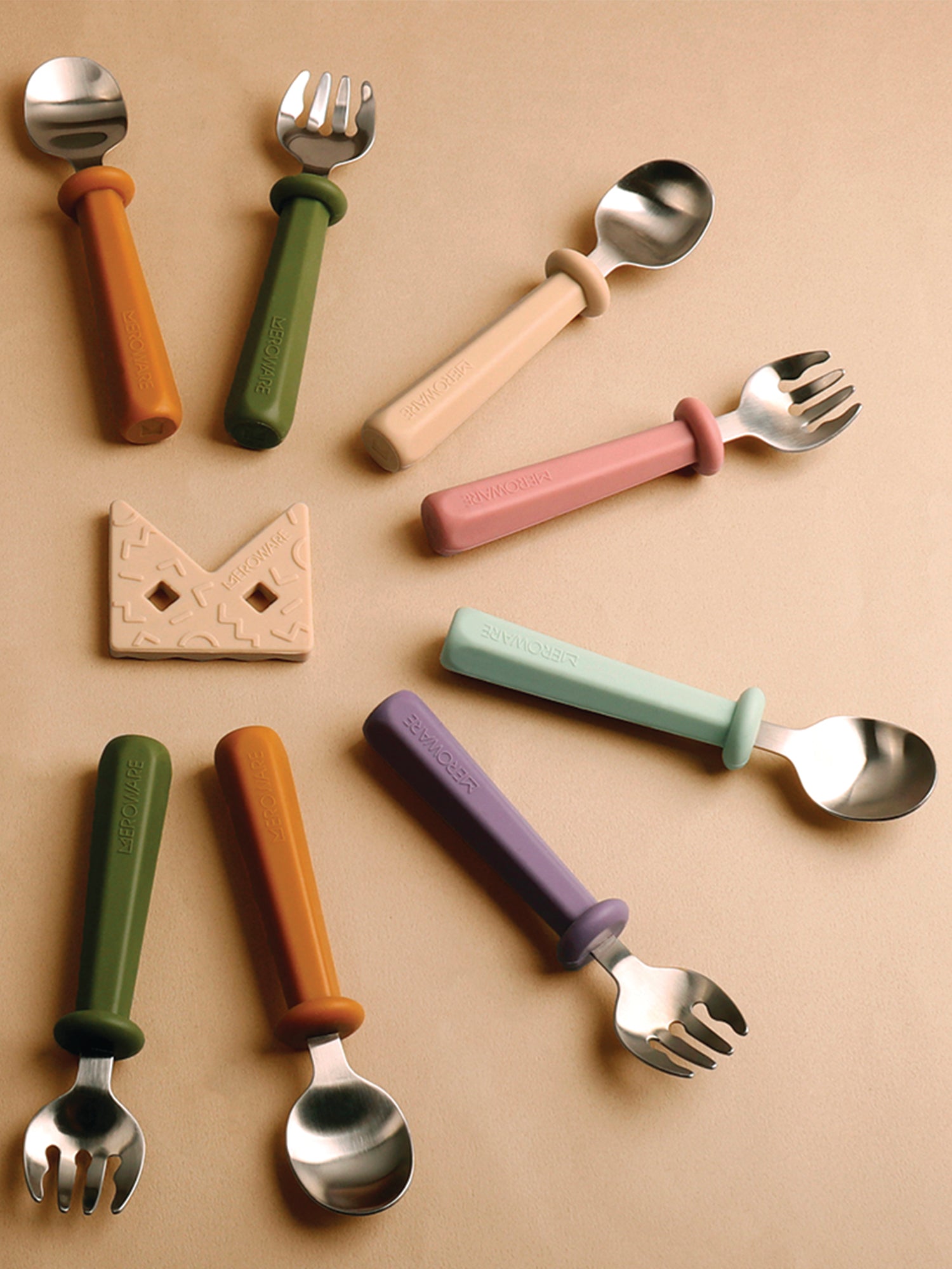 Nana Spoon And Fork Set- Milk Tea + Dusty Rose
