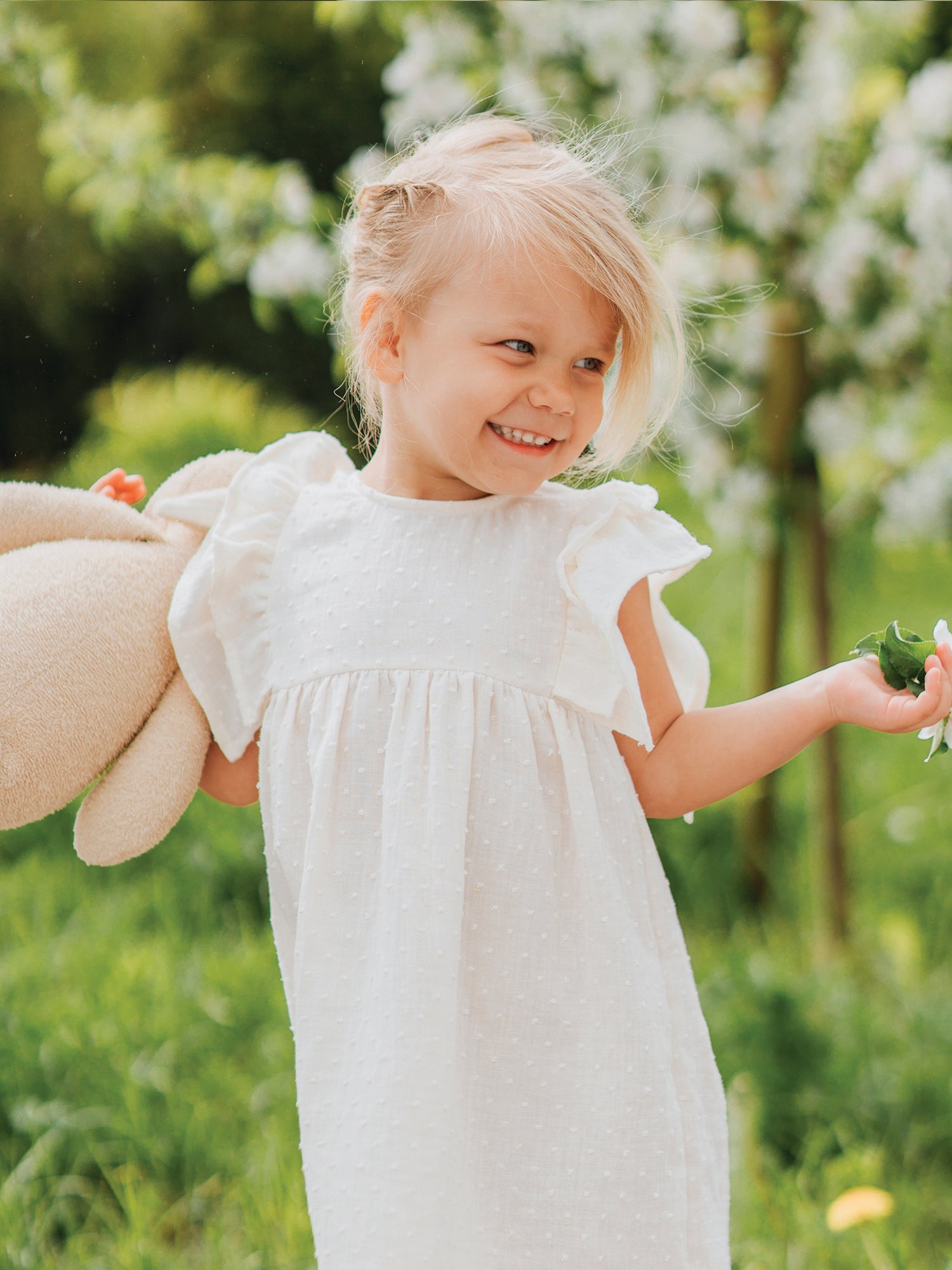 Muslin Plumetis Dress With Ruffles