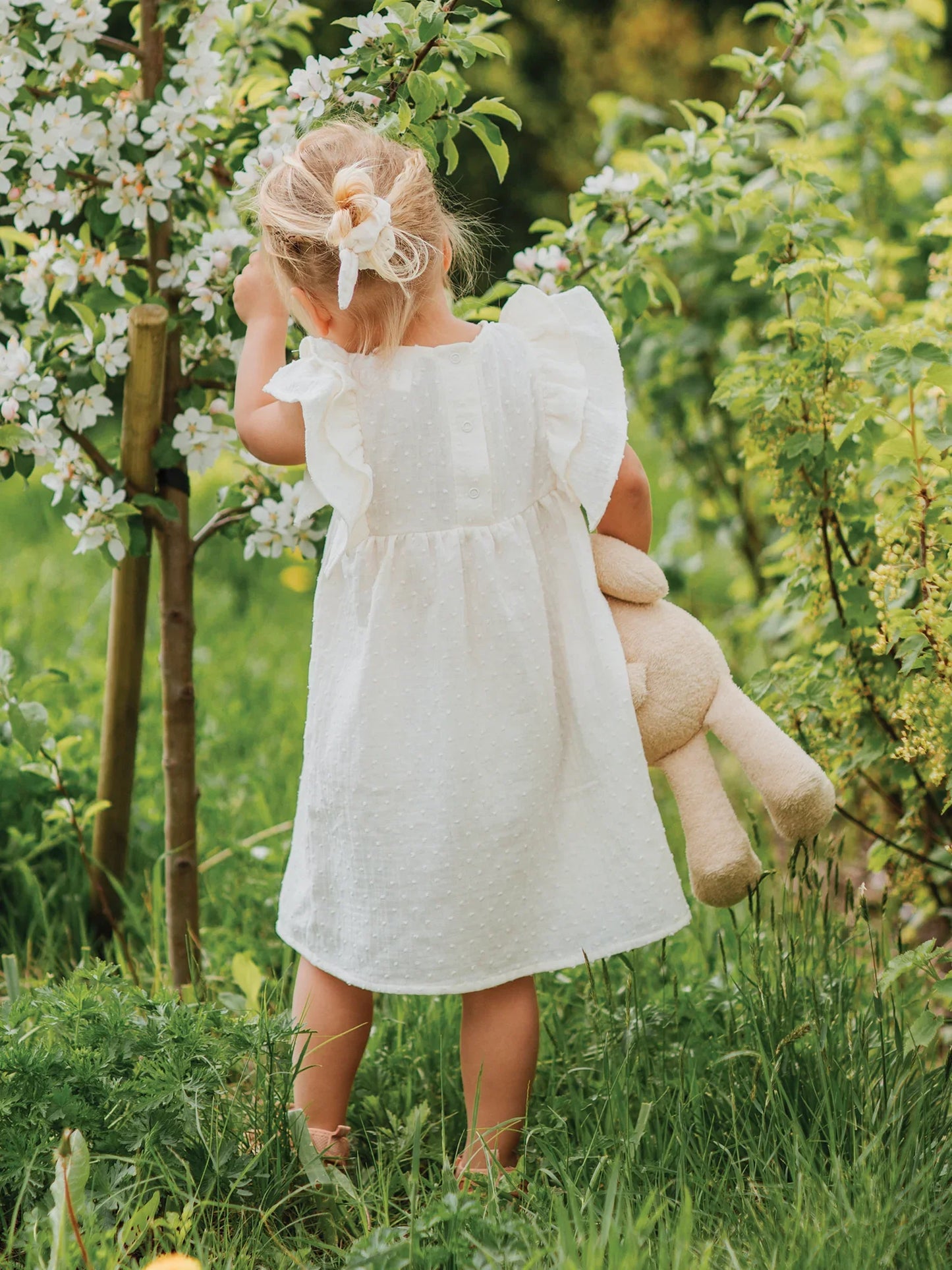 Muslin Plumetis Dress With Ruffles