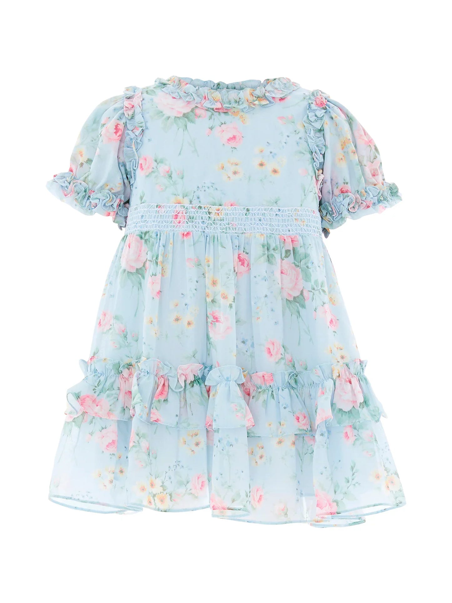 Pompadour Garden Chiffon Smocked Baby Dress