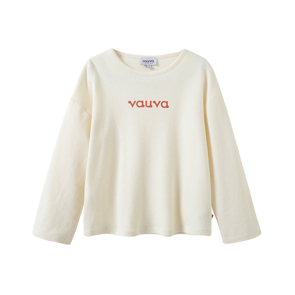 Vauva FW23 - Kids Cotton Long Sleeve Crewneck T-Shirt (Off White) 150 cm