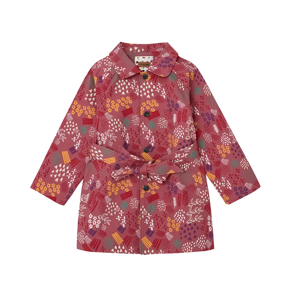 VAUVA Vauva FW23 - Girls Printed Waist Strapped Windbreaker Jacket (Red) Coat & Jacket