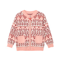 Vauva FW23 - Girls Jacquard Cotton Cashmere Jacket (Pink) 150 cm