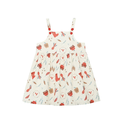 VAUVA Vauva FW23 - Girls Happy Farm Cotton Dress (White) Dress