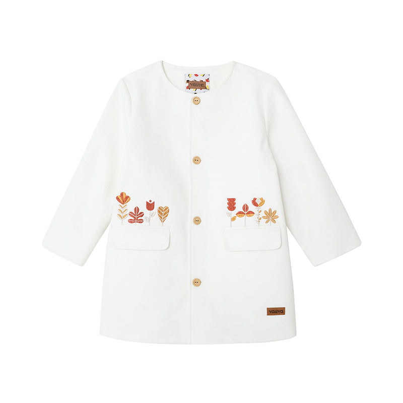 Vauva FW23 - Girls Embroidered Twill Cotton Coat (White) 150 cm