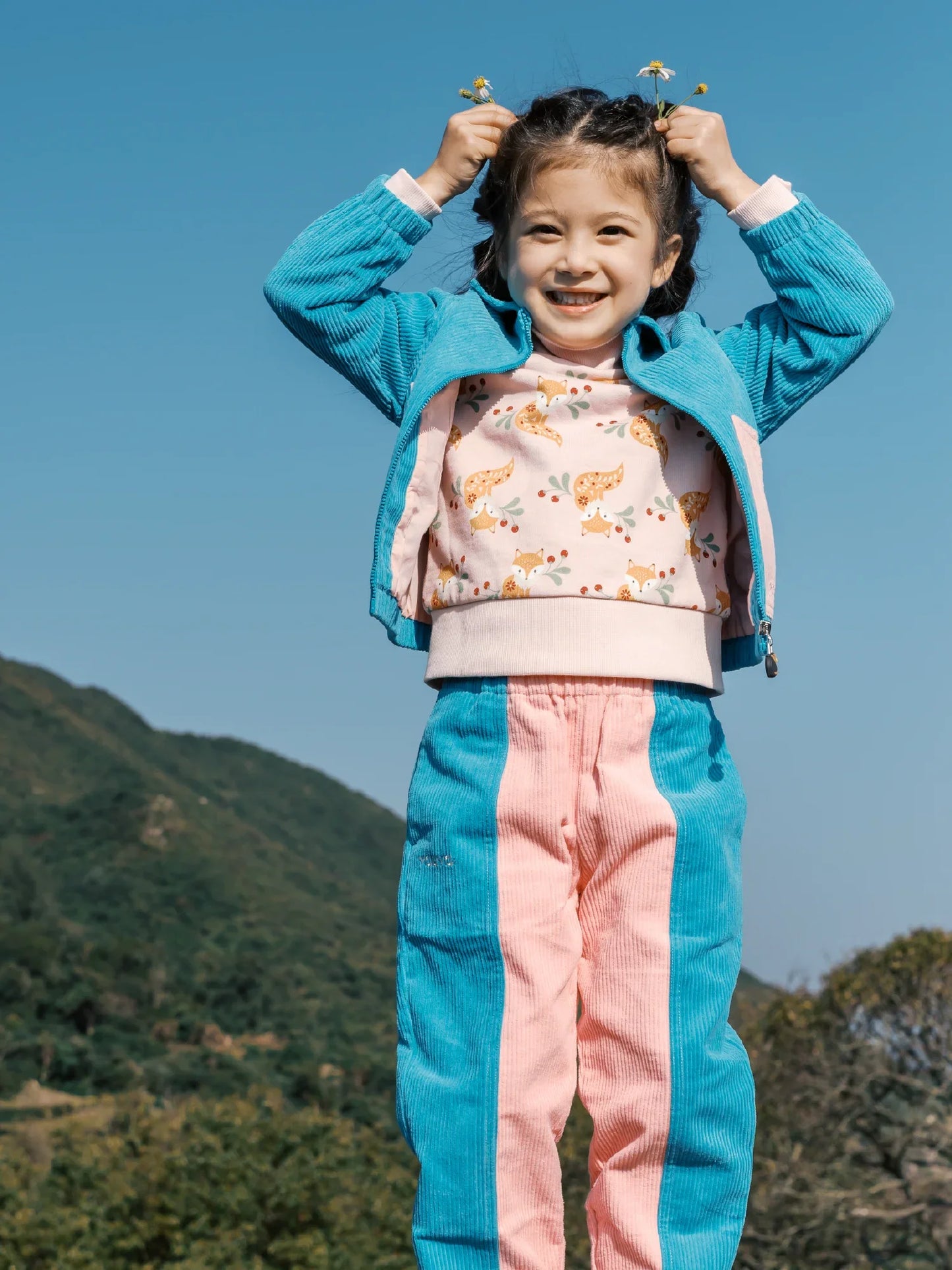 Girls' Color‑Block Corduroy Pants