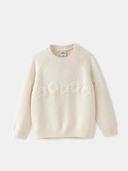Girls Floral Knit Sweater