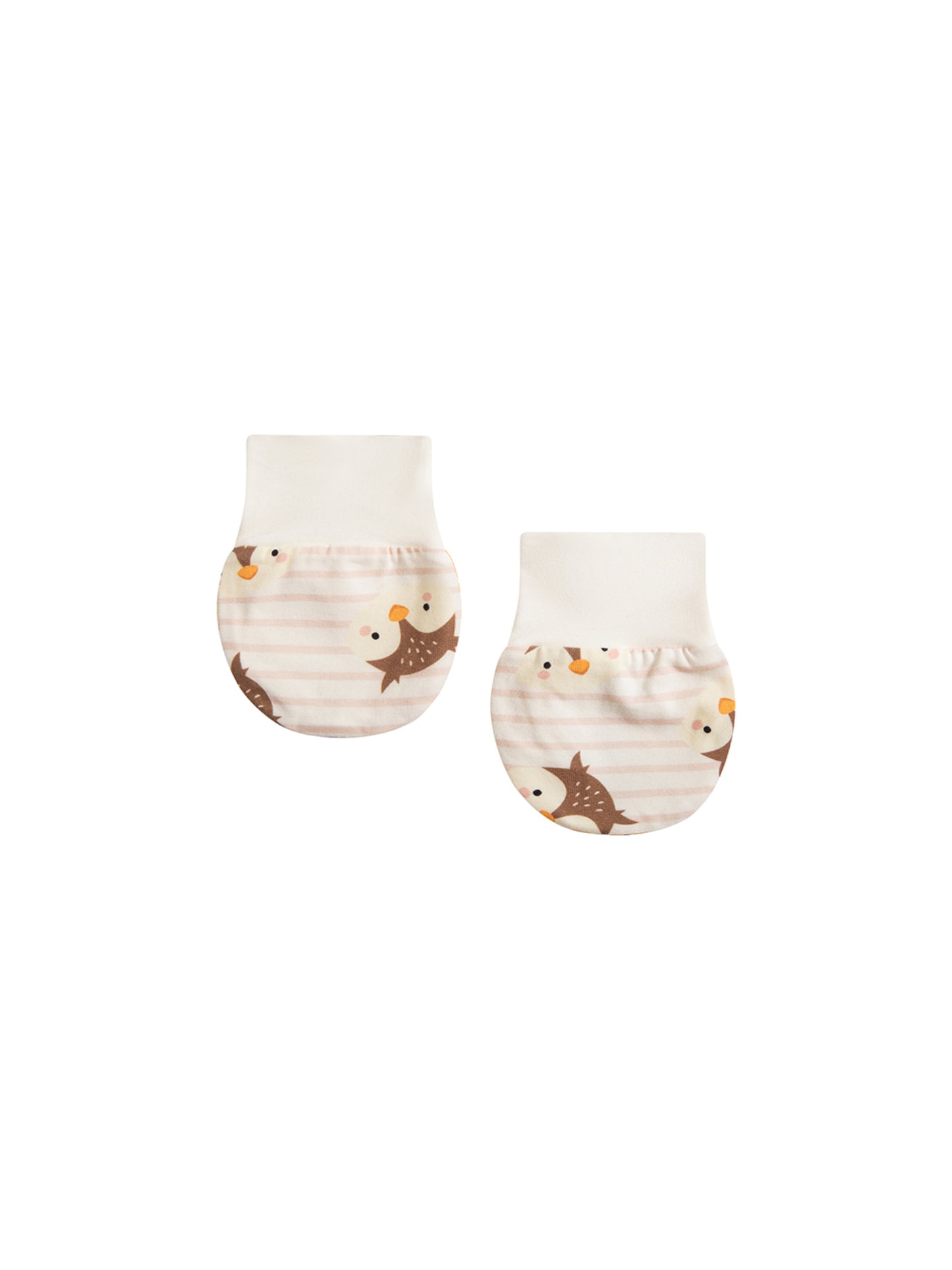 Baby Owl Stripe Cotton Mittens