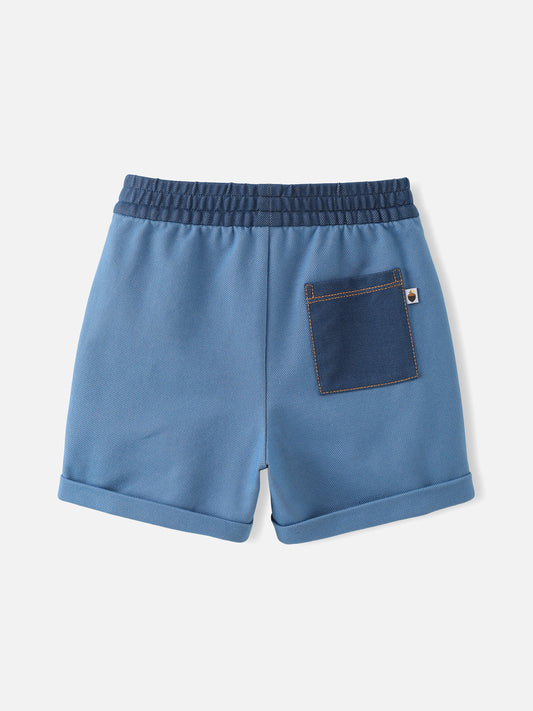 Kids Two-Tone Jersey Denim Rolled Hem Shorts