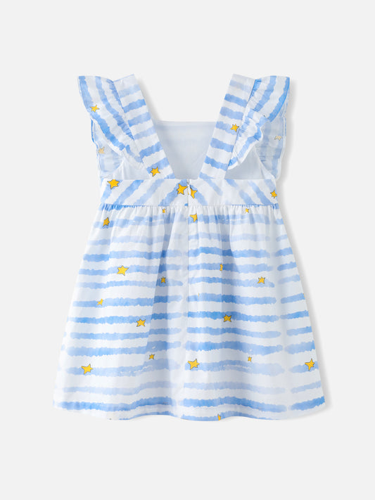 Girls Stripy Ruffle Dress