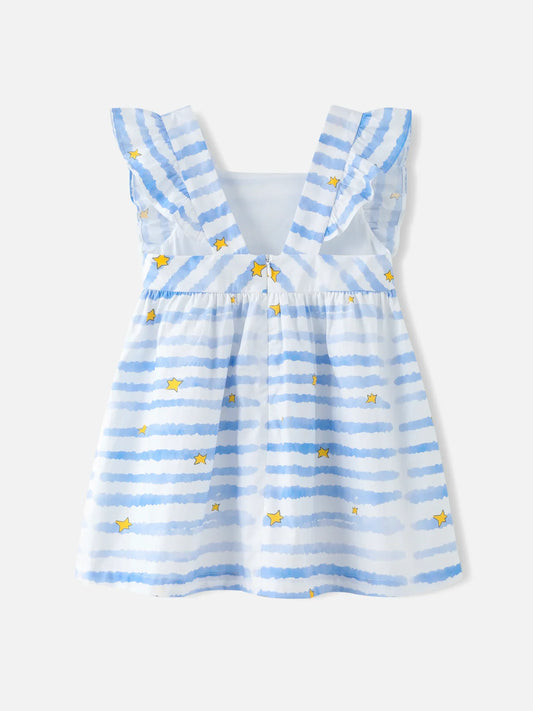 Girls Stripy Ruffle Dress