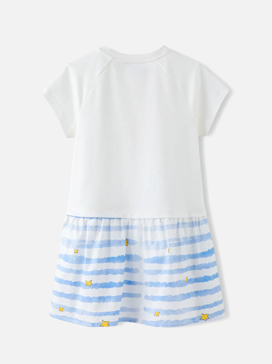 Girls Two Tone Print Dress