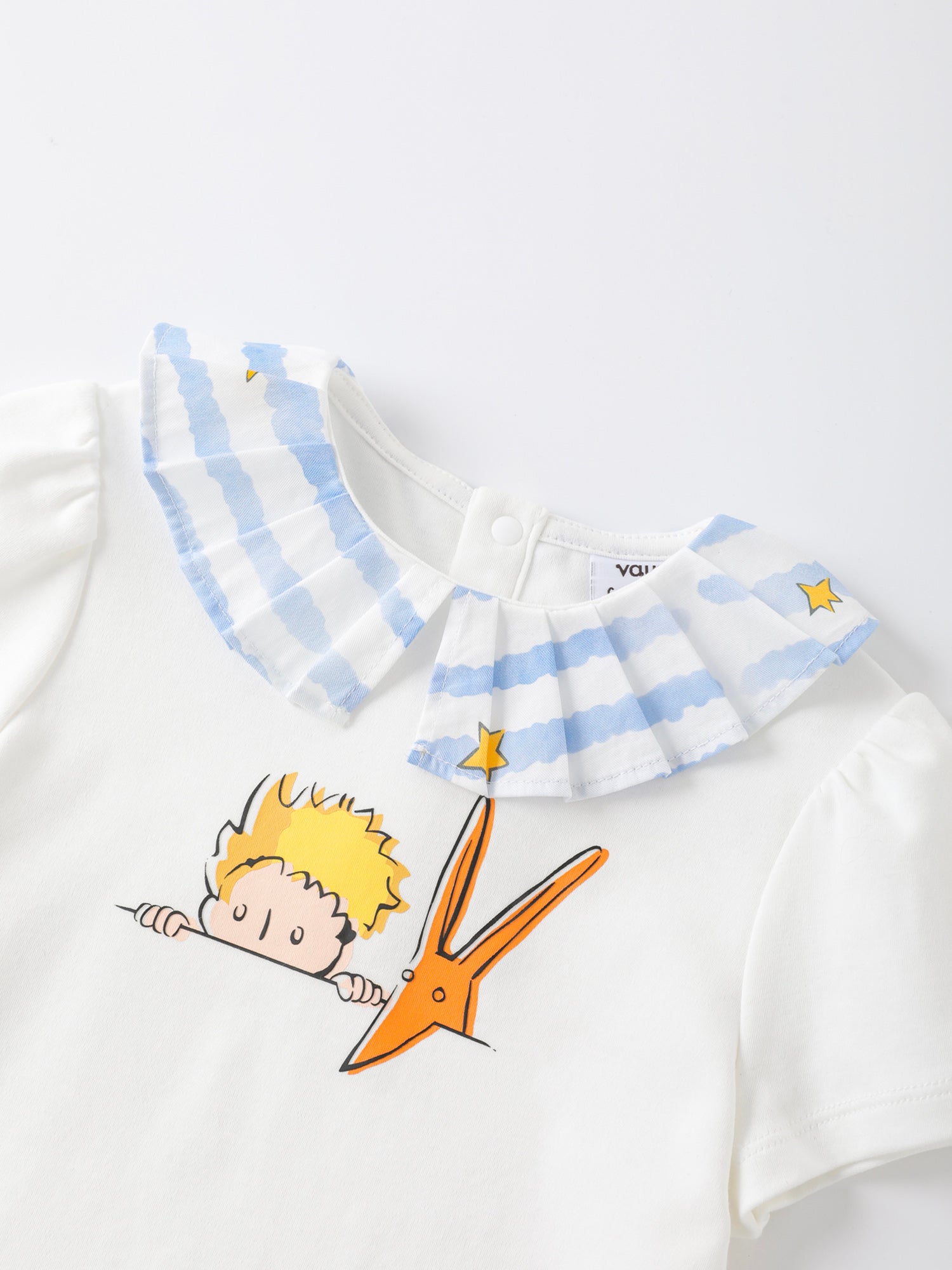 Girls Pleated Collar Print Tee