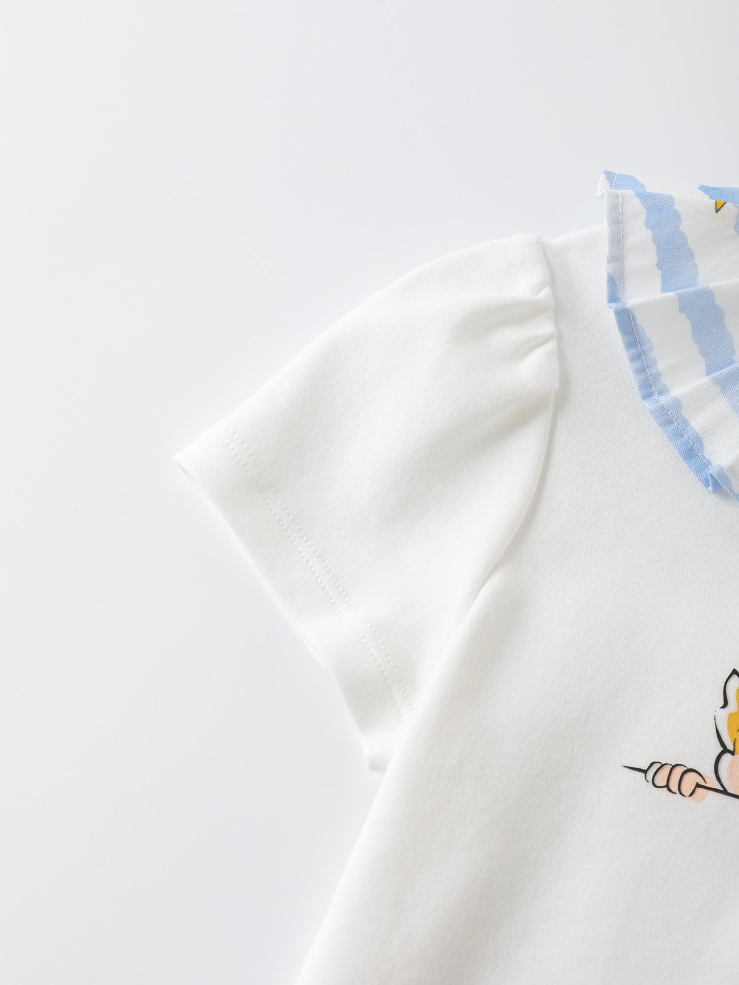 Girls Pleated Collar Print Tee