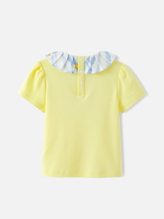 Girls Pleated Collar Print Tee